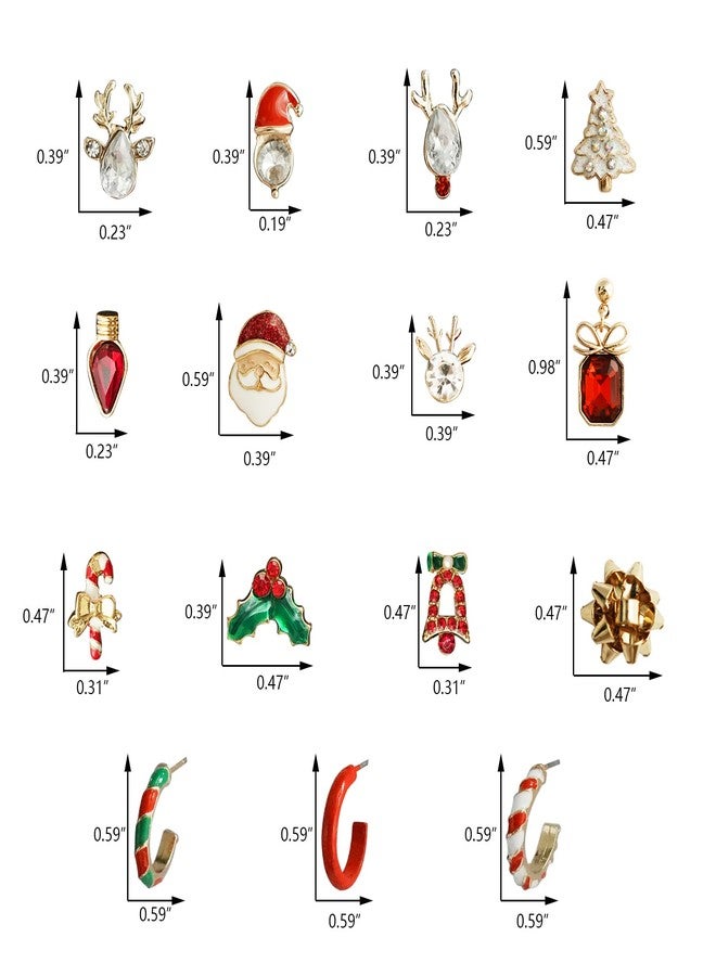 DOLLESS Christmas Stud Earrings for Women Chirstmas Tree Snowflake Bow Gift Box Santa Claus Gingerbread Earrings Set Xmas Holiday Gifts (A-15 Pairs) - Image 4